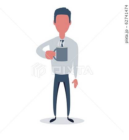 Businessman or clerk. Male character in trendy simple style with objects, flat vector illustration. 62741474