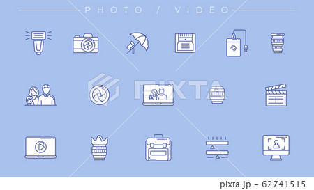 Photo and Video icons. Line style vector set 62741515