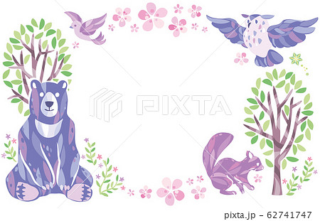 春 桜 動物 フレームのイラスト素材