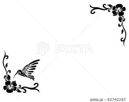 アールヌーボー 鳥 花 装飾 フレーム イラストのイラスト素材