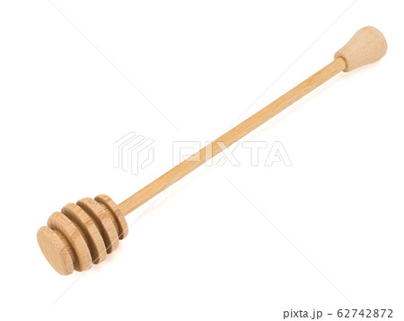 Wooden dipper for honey isolated on white background 62742872