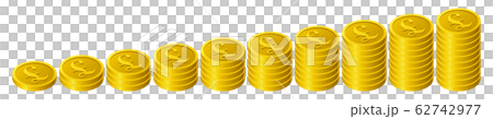 Pound coins increasing one by one 62742977