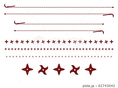 忍者グッズの飾りケイ 手裏剣 クサリガマのイラスト素材