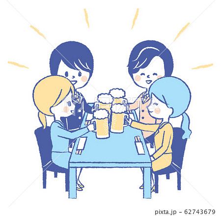 飲み会 宴会 ビールで乾杯 イラストのイラスト素材