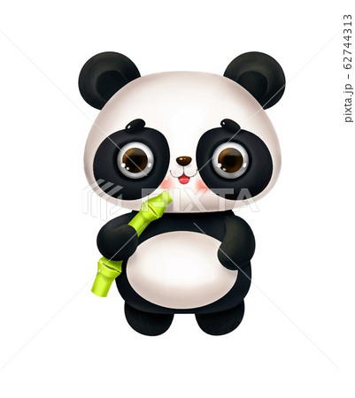 Cute Cartoon Panda With A Bamboo And A Letter のイラスト素材