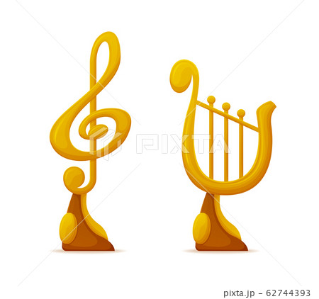 Music Award in Shape of Note and Harp Trophy Cups 62744393