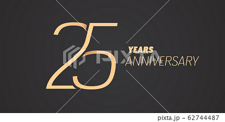 25 years anniversary vector icon, logo. Graphic design element with gold color number 62744487