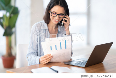 Portrait of caucasian businesswoman making phone call Portrait of caucasian businesswoman making phone call 62746231