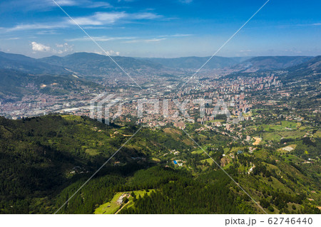 Aerial Panoramic view of the City of Medellin, Antioquia, Colombia 62746440