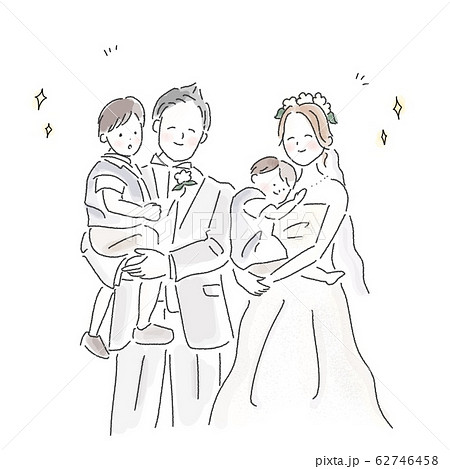 子供のいる結婚式のイラスト素材