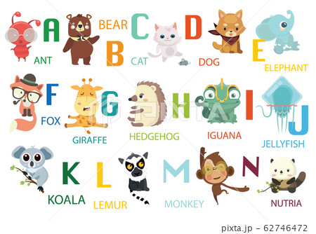 Cute vector zoo alphabet with animals. - Stock Illustration [62746472] -  PIXTA