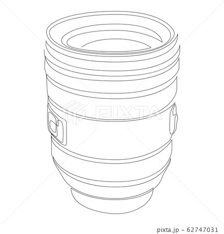 One single line drawing of slr or dslr lens. Photography equipment concept continuous line draw design illustration 62747031