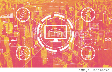 E-learning concept with the New York City 62748252