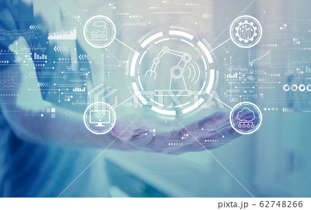 Smart industry concept with young man 62748266