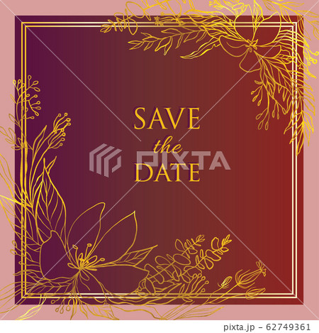 Luxury golden frame for invite, wedding, certificate. 62749361