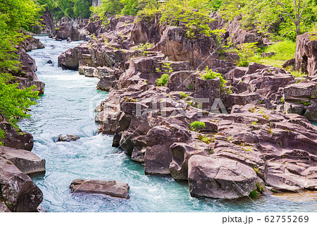 岩手一関の春　新緑の厳美渓 62755269