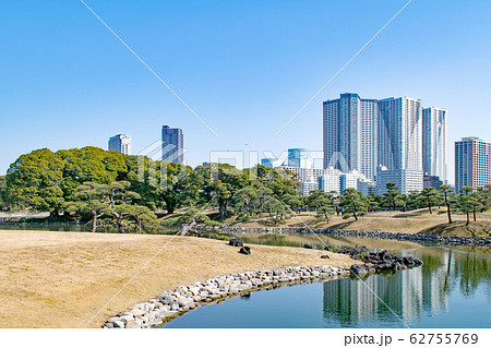 東京都 浜離宮恩賜庭園 横堀とビル群 東京都 浜離宮恩賜庭園 横堀とビル群 62755769