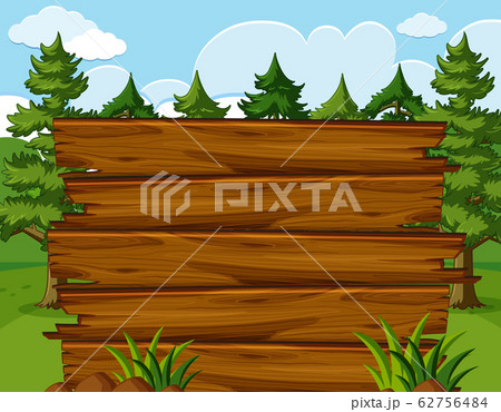 Wooden sign template with many pine trees in the Wooden sign template with many pine trees in the 62756484