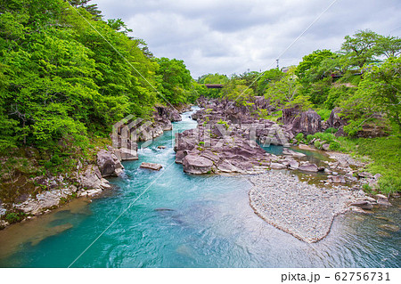 岩手一関の春 新緑の厳美渓 岩手一関の春 新緑の厳美渓 62756731
