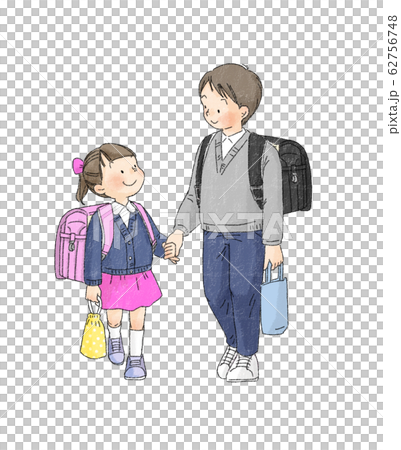 Elementary school students-siblings who go to school holding hands Elementary school students-siblings who go to school holding hands 62756748