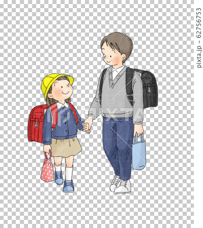 2 students hold them hands walking to school together. children back to  school. Vector illustration Stock Vector Image & Art - Alamy