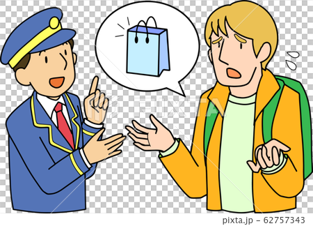 駅員と欧米人男性 62757343