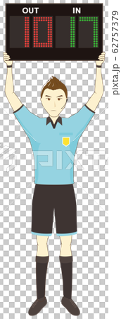 Referee holding referee board 62757379