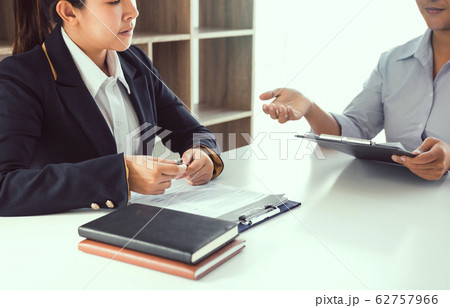 Employees are explaining about their past work 62757966