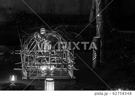 川棚片島竹灯籠まつり　モノクロ　【長崎県東彼杵郡】 62758348