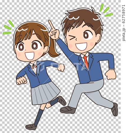 High School Girl School Girl School Boy Manga Stock Illustration