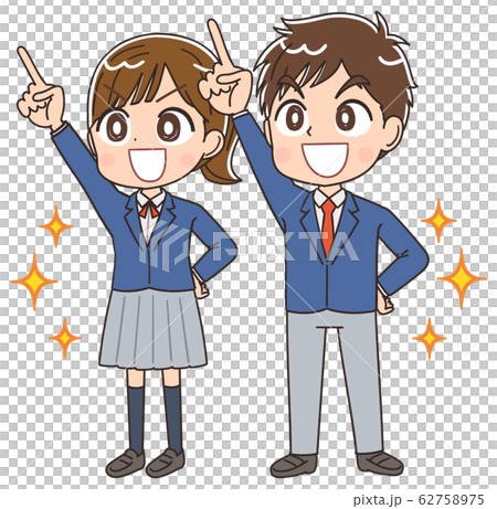 High School Girl School Girl School Boy Manga Stock Illustration