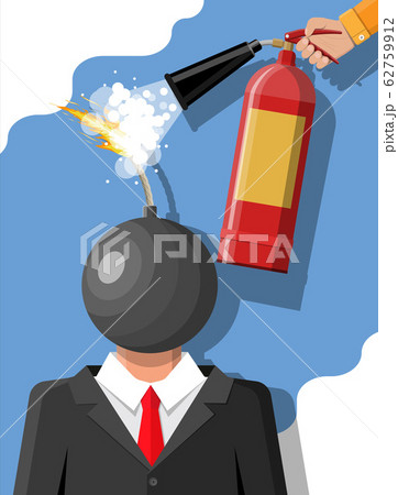 Stressed out businessman with head of bomb Stressed out businessman with head of bomb 62759912