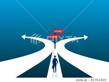 businessman decision two ways about past and future way. businessman decision two ways about past and future way. 62761820
