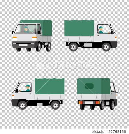 車、軽トラック、運送トラック、配送、運送、イラスト、セット 62762166