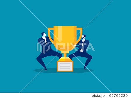 Two businessmen fighting each other for winning big award competition concept . 62762229