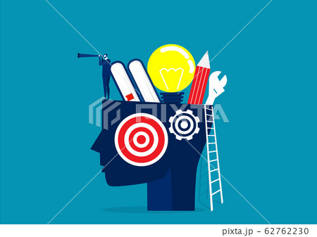 big head human with Creative Business Creates Pencil and Idea Works vector big head human with Creative Business Creates Pencil and Idea Works vector 62762230