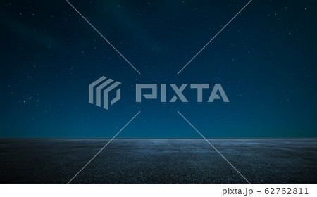 Empty asphalt floor with night sky . 62762811