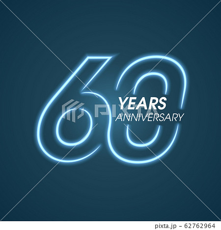 60 years anniversary vector icon, logo. Graphic design element with neon light number 62762964