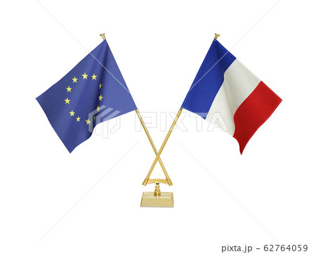 二つの国の卓上国旗 62764059