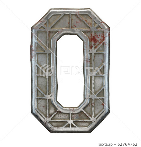 Industrial metal alphabet letter O on white background 3d 62764762