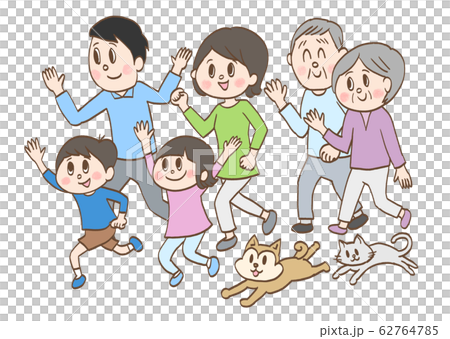 Family running with a smile 62764785