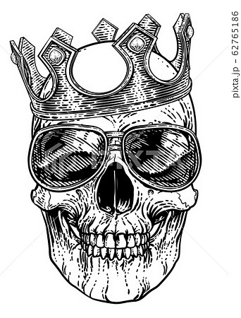 Skull Cool Sunglasses Skeleton In Shades And Crownのイラスト素材