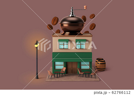 3D Shop Building with Food at the Top Isometric 016 62766112