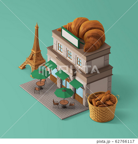 3D Shop Building with Food at the Top Isometric 008 3D Shop Building with Food at the Top Isometric 008 62766117