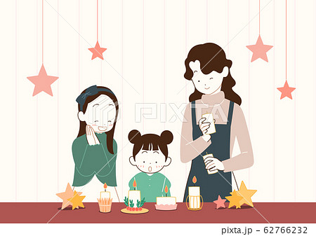 Happy time of family in winter, warm and cozy home illustration 004 62766232