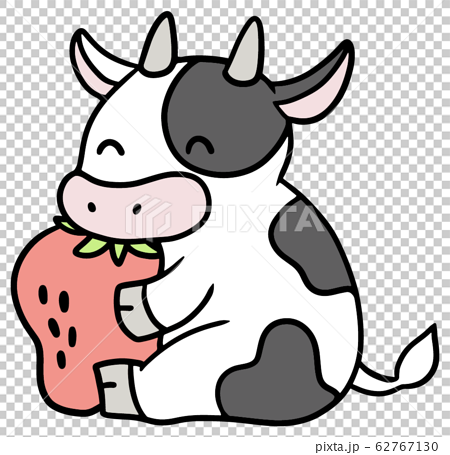 Illustration of a smiling cow holding a strawberry  Stock Illustration  62767130  PIXTA