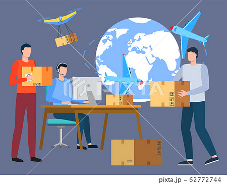 People Work at Postal Office, Worldwide Delivery 62772744