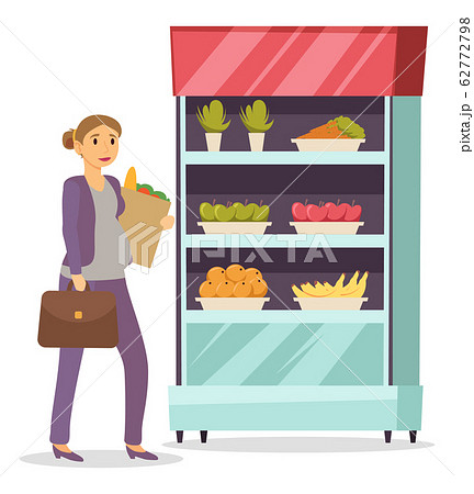 Pregnant Lady Go Home from Work with Shopping Bag 62772798