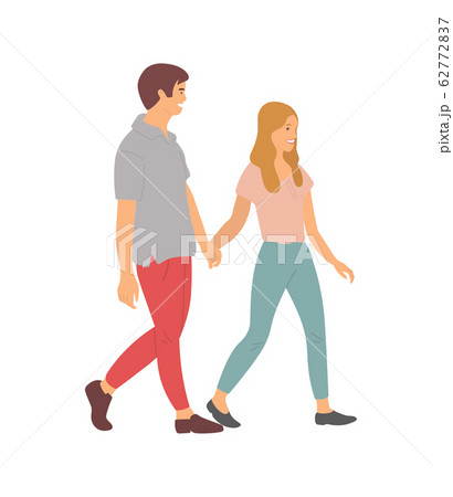 Teenagers Holding Hands Isolated Cartoon People 62772837