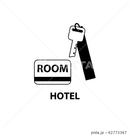 ホテル 宿 ルームキー 地図 アイコン シンボル イラスト ベクター シンプル 線 線画のイラスト素材